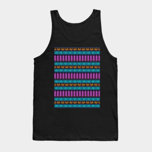 Abundance Force - Spiritual Strength - Bird - Sprouts - Slavic Pagan Symbol - Folk Ornament Pattern - Colorful on Black Tank Top